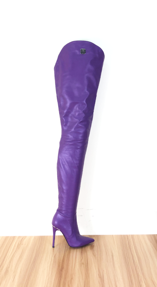 90% new in stock OBL-S-2364 size 37 purple mixed sheepskin 12cm high heel small pointed shell and hip boots