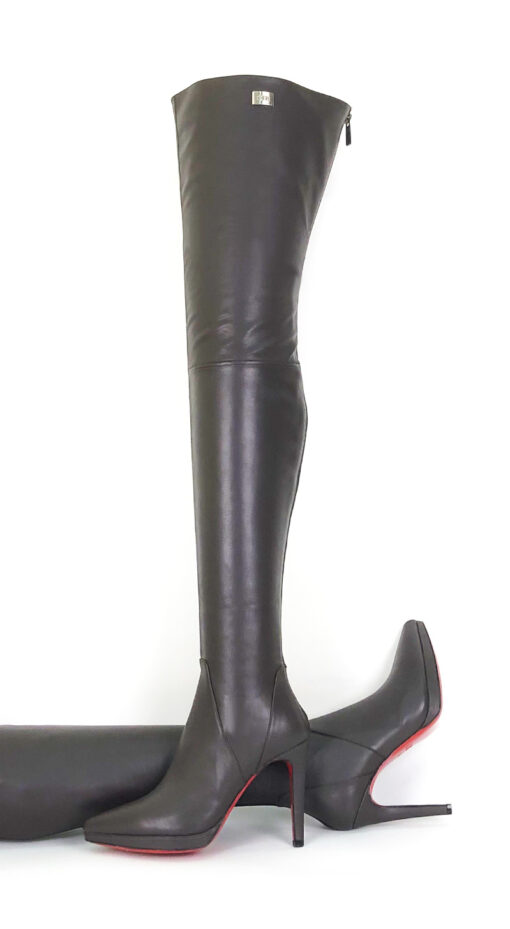 90% new in stock OBL-T-2473 Size 38 Arctic high quality mixed breed sheepskin 11cm pointy toe thigh boots - Image 4