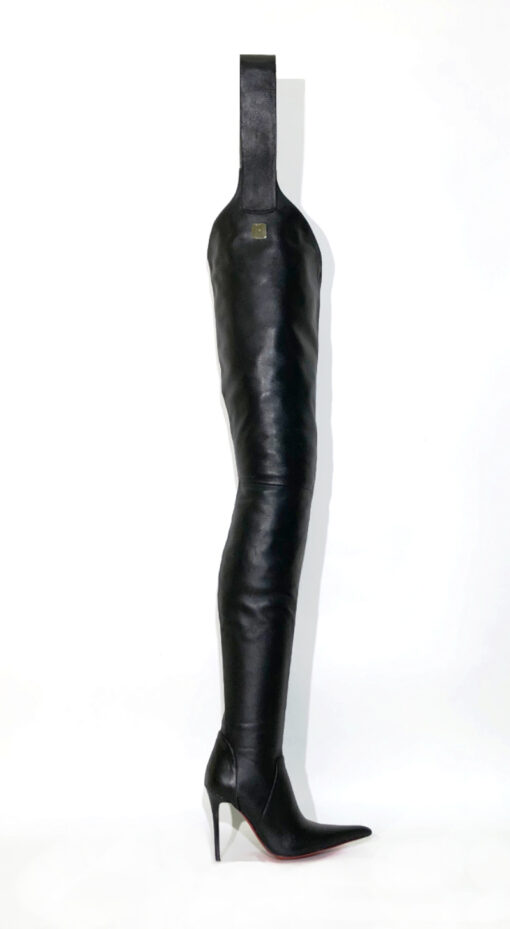 80% New In Stock OBL-S-23106 39 Size Mixed Sheepskin 11cm Heel Long Pointed Toe Hanging Waist & Hip Boots - Image 4