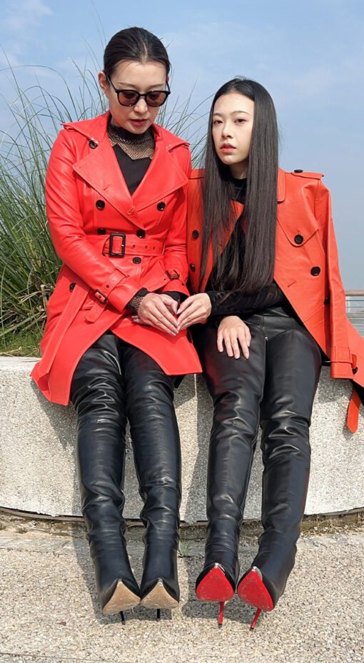 90% new in stock OBL-T-2430 size 39 high quality mixed breed sheepskin 8.5cm small pointed toe metal tip thigh boots - Image 2