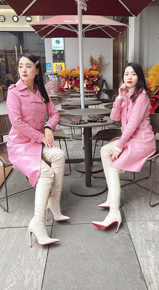 80% New In Stock OBL-T-2556 Size 39 White High Quality Mixed Sheepskin 12cm Small Pointed Toe Thigh Boots - Image 3