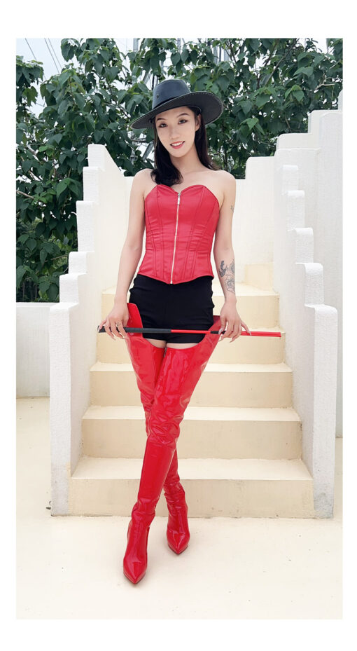 90% new in stock OBL-S-2525 size 38 red non-stretch mirror patent leather 11cm small pointed shell boots